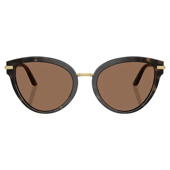 New Dolce & Gabbana Sunglasses Brown Tortoise Shell Gold Metal Cat Eye - Picture 5 of 6